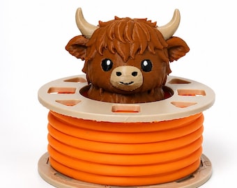 Schotse hooglandkoe PLA-spoel fidget clicker | 3D-geprint speelgoed (digitale download) | ADHD fidget