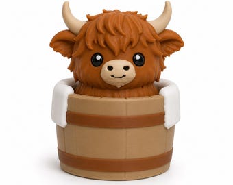 Fidget Clicker Highland Cow Barrel | Zabawka do druku 3D (do pobrania w wersji cyfrowej) | fidget dla osób z ADHD
