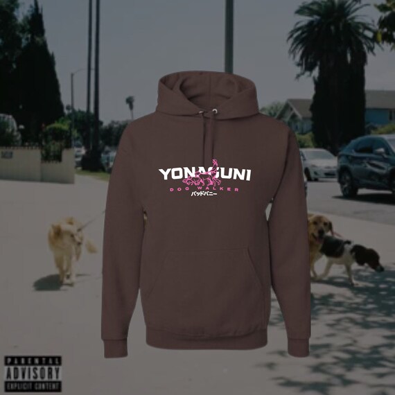 Bad Bunny Yonaguni Dog Walker Brown Hoodie El Ultimo Tour - Etsy
