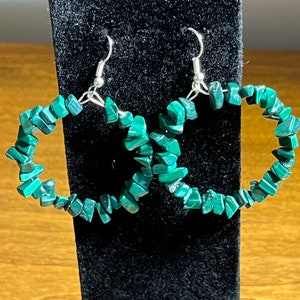 Malachite hoop earrings