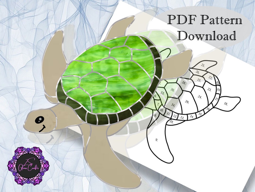 Stained Glass Pattern Turtle Animal Reptile PDF Pattern Digital ...