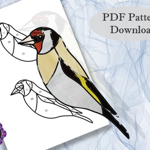 Stained Glass Pattern- Goldfinch- Nature- Birds- PDF- Digital Download- Stained Glass- Suncatcher- Pattern