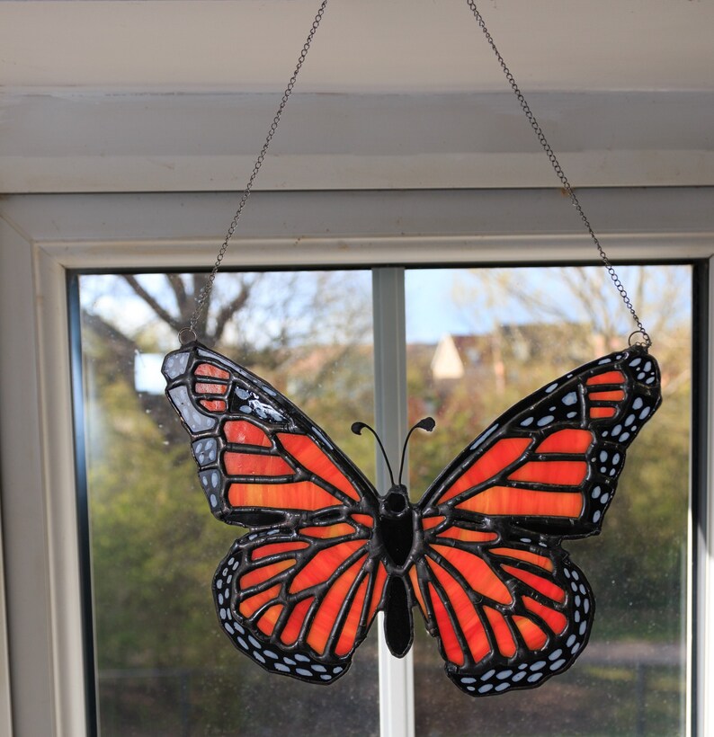 Stained Glass Monarch Butterfly Suncatcher Stained Glass Etsy