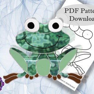 Stained Glass Pattern- Frog- PDF- Digital Download- Suncatcher