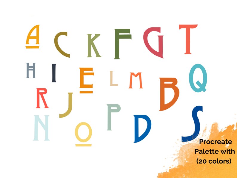 Procreate Letters and Floral Brush Stamps, Arts & Crafts Period, Font ...
