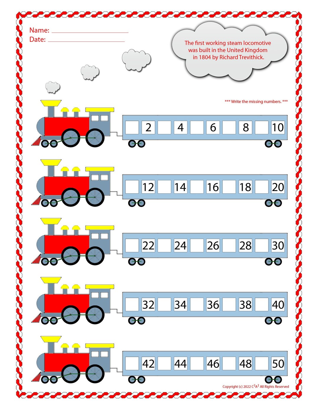 Writing Missing Numbers