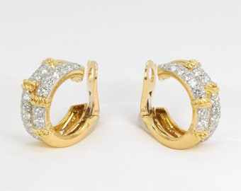 Pair of vintage Fred "Isaure" earrings in gold, platinum and diamonds