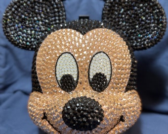 Mickey Mouse Crystal appliquéd Aladdin lunch box with original clasp closure.