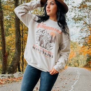 Smoky Mountains Tennessee National Park Sweatshirt, Outdoors Hiking Camping Sweatshirt, Gift for Outdoorsy Hiker Girl, Graphic Oversized
