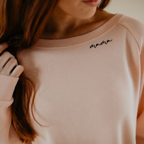 Embroidered Mama Mom Sweatshirt, Mama Crewneck Pullover, Gift for New Mom, Mom Apparel,