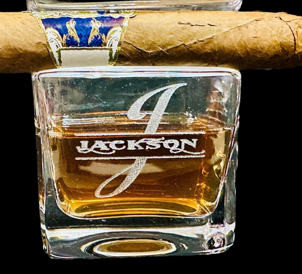 Custom Whiskey Glass With Cigar Holder. These Engraved Rocks Glasses Are Made to Hold Your Cigar ...