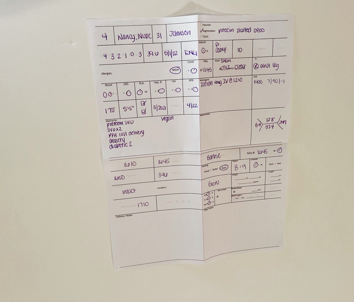 Labor & Delivery Nurse Report Sheet | OB Nurse Report Sheet | Lnd Nurse ...