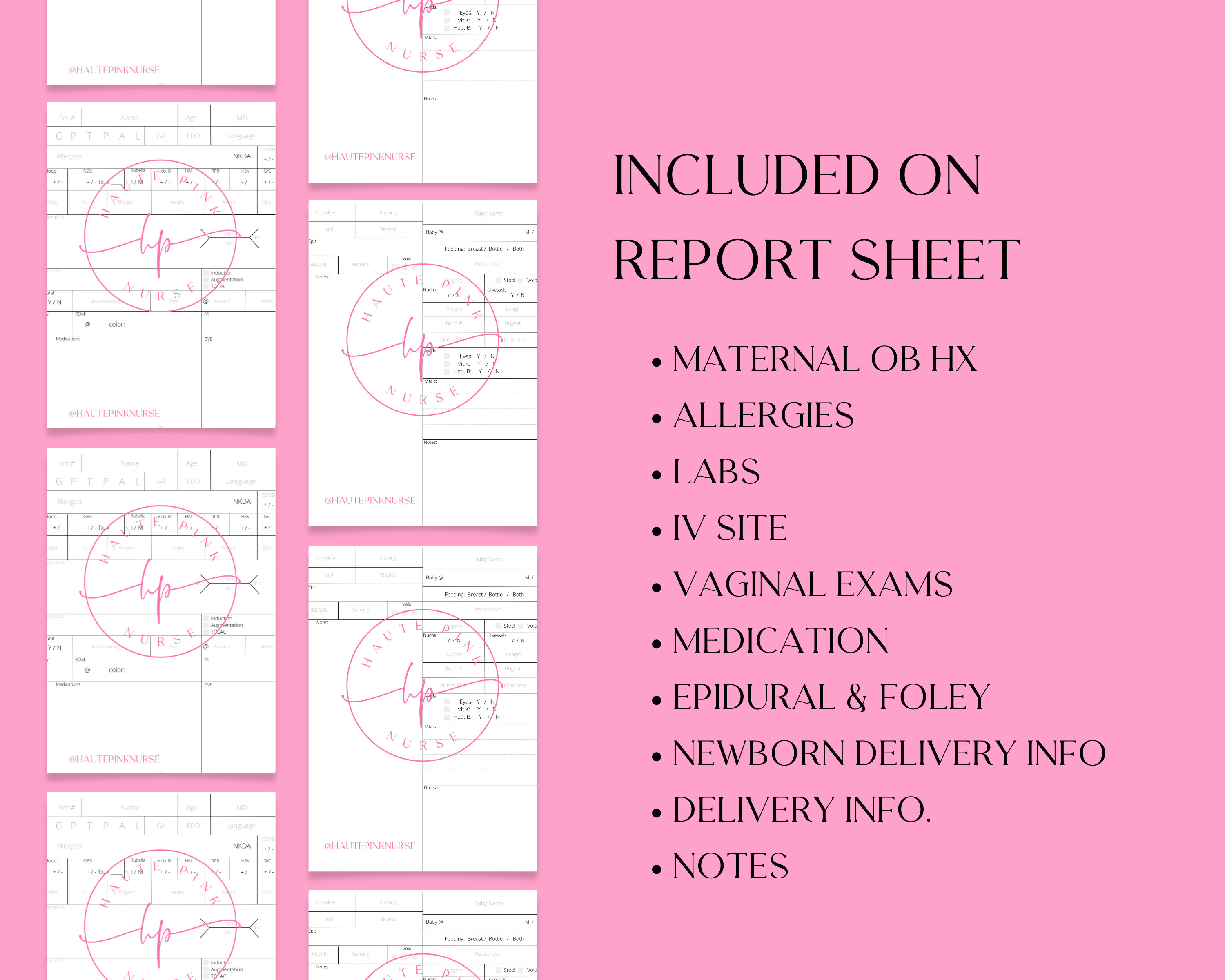 Labor and Delivery Nurse Report Sheet | OB Nurse Report Sheet | Lnd ...