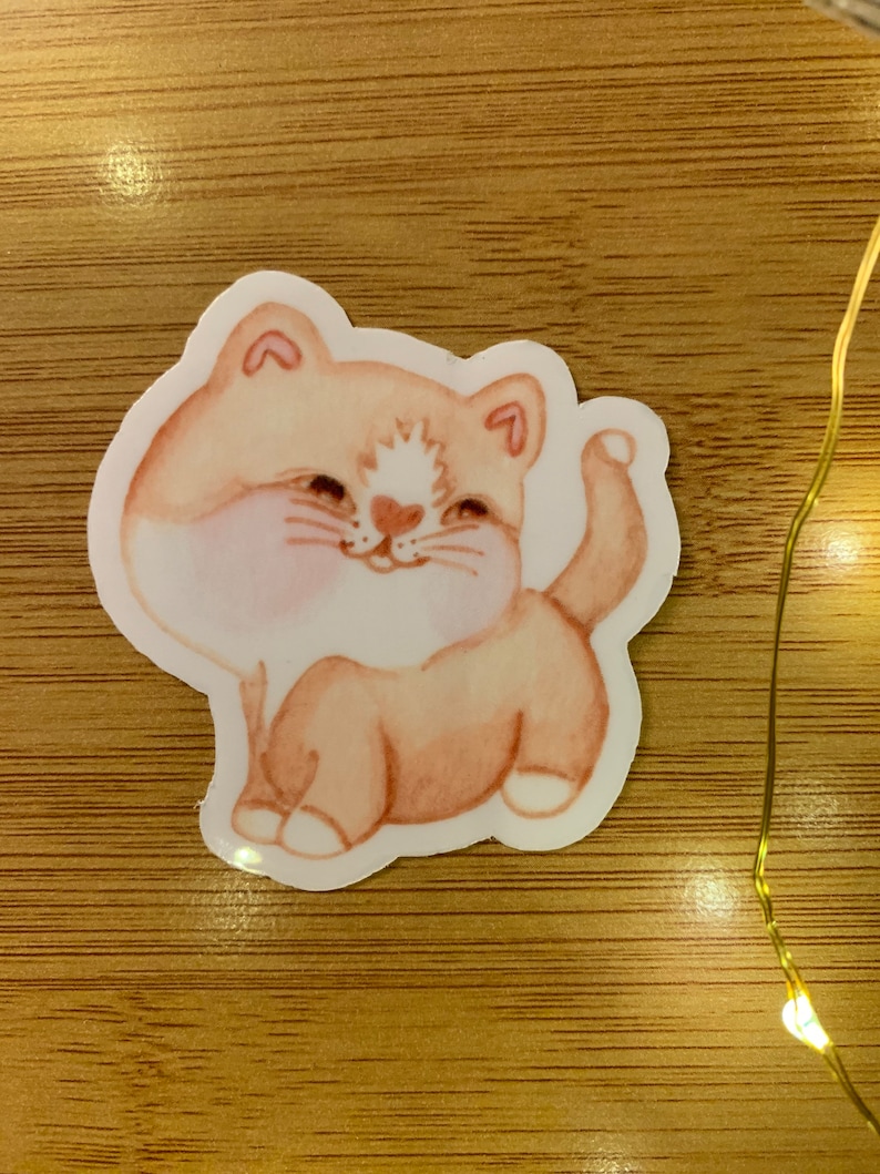 Cute Cat Waterproof Vinyl Sticker Perfect for Water Bottles and Laptops ...