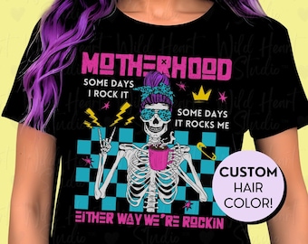 Camisa de maternidad personalizada de pop punk rock / camiseta de esqueleto de mamá emo mayor Y2K Scene Rocker Mama ropa alternativa regalo para mamá primeriza