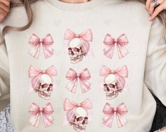 Sudadera con lazo y calavera de coqueta / Sudadera con capucha de coqueta de Halloween preppy rosa Ropa gótica suave Suéter gótico pastel estético de balletcore