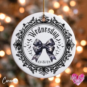CUSTOM Dark Coquette Goth Baby Name Ornament Heavy Metal Rocker Ceramic Christmas Ornament Gothic Name Gift Punk Baby Girl First Christmas Ornament Witchy Gothic Gift Merry Creepmas Spooky Bachelorette Gift Alt Punk Baby Girl Wild Heart Studio TX