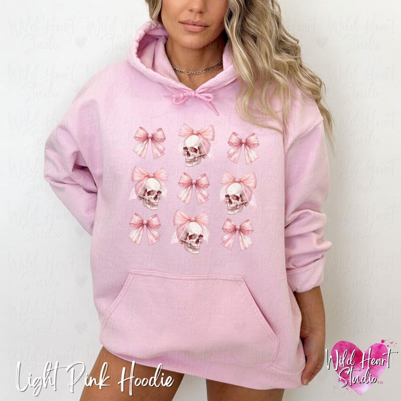Dark Coquette Skull with Bow Crewneck Sweatshirt Pink Preppy Halloween Coquette Hoodie Soft Gothic Clothes Balletcore Aesthetic Pastel Goth Sweater Plus Size Halloween Kids Emo Valentine Skull Hoodie Trendy Spooky Season Outfit Wild Heart Studio TX