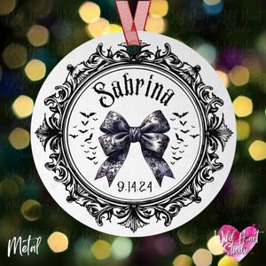 CUSTOM Dark Coquette Goth Baby Name Ornament Heavy Metal Rocker Ceramic Christmas Ornament Gothic Name Gift Punk Baby Girl First Christmas Ornament Witchy Gothic Gift Merry Creepmas Spooky Bachelorette Gift Alt Punk Baby Girl Wild Heart Studio TX