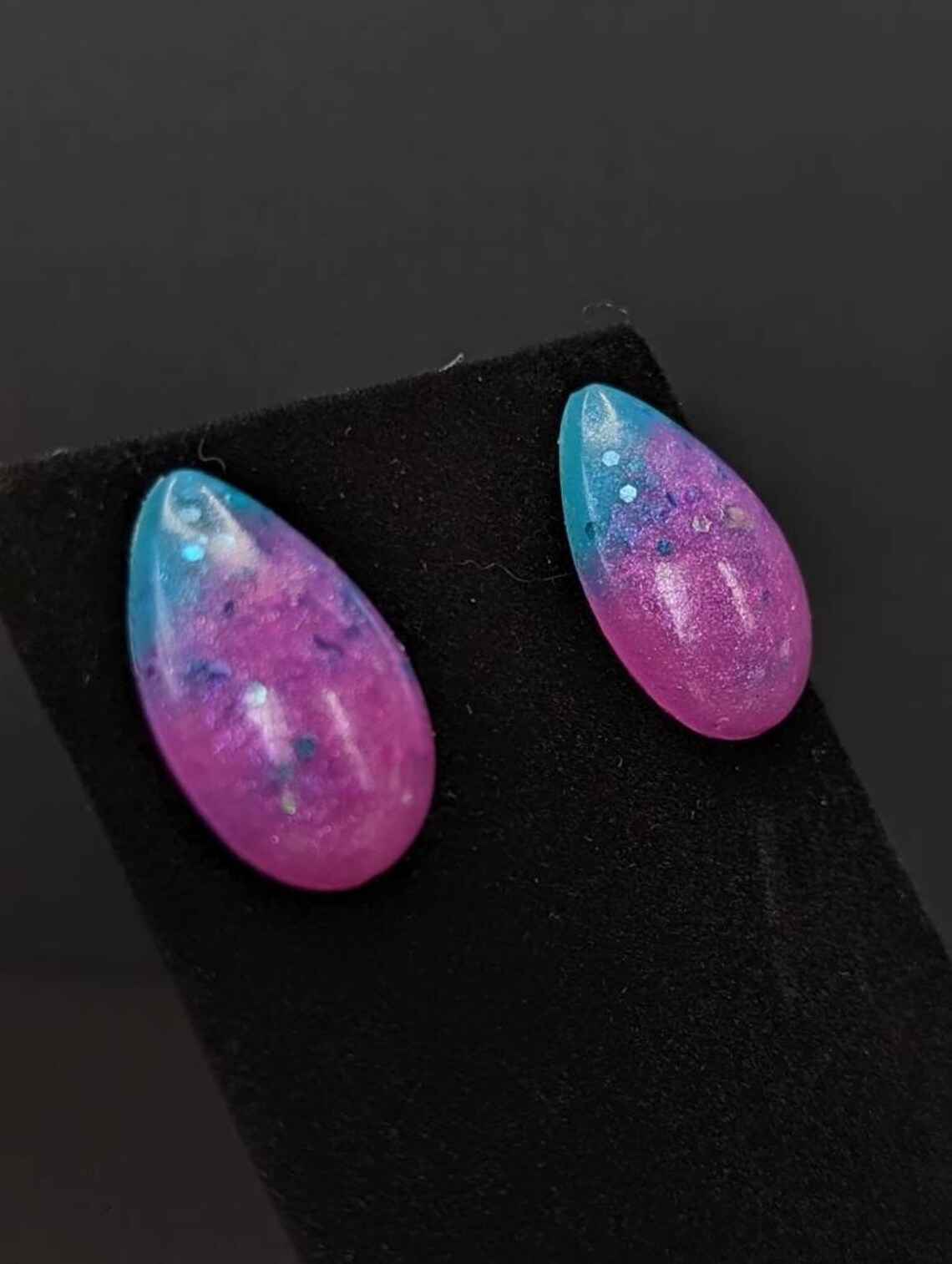 Colorful Kawaii Cotton Candy Pink and Blue Raindropshaped Post Resin