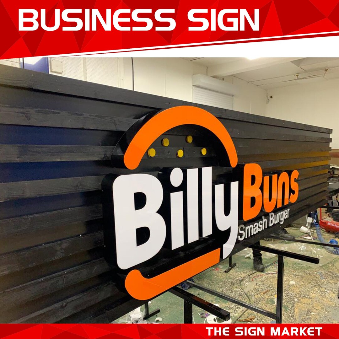 Custom Business Sign, Facelit Illuminated Letters Logo, 3D Metal Sign