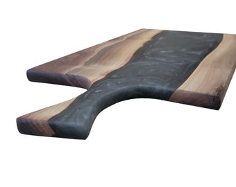 Black Walnut and Epoxy Charcuterie Board - Unique Handcrafted Serving Platter for Cheese, Meat, and Appetizers - Rustic Kitchen Decor