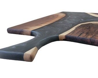 Black Walnut and Epoxy Charcuterie Board - Unique Handcrafted Serving Platter for Cheese, Meat, and Appetizers - Rustic Kitchen Decor