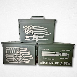 Custom Engraved Ammo Can 50 Cal.| Military style | Gift for dad, granddad, son, husband | Groomsmen gift | Personalized storage