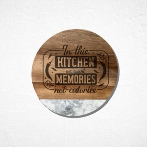 Acacia Wood and Marble Personalized Lazy Susan |  Housewarming Gift