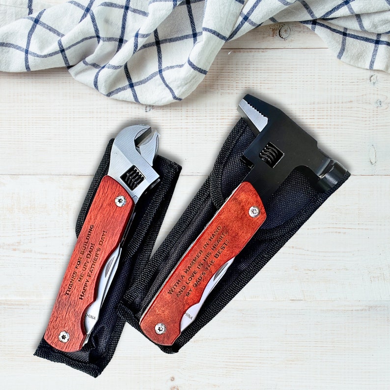 Engraved Hammer or Wrench Multitool Multitool With Wooden Engraved
