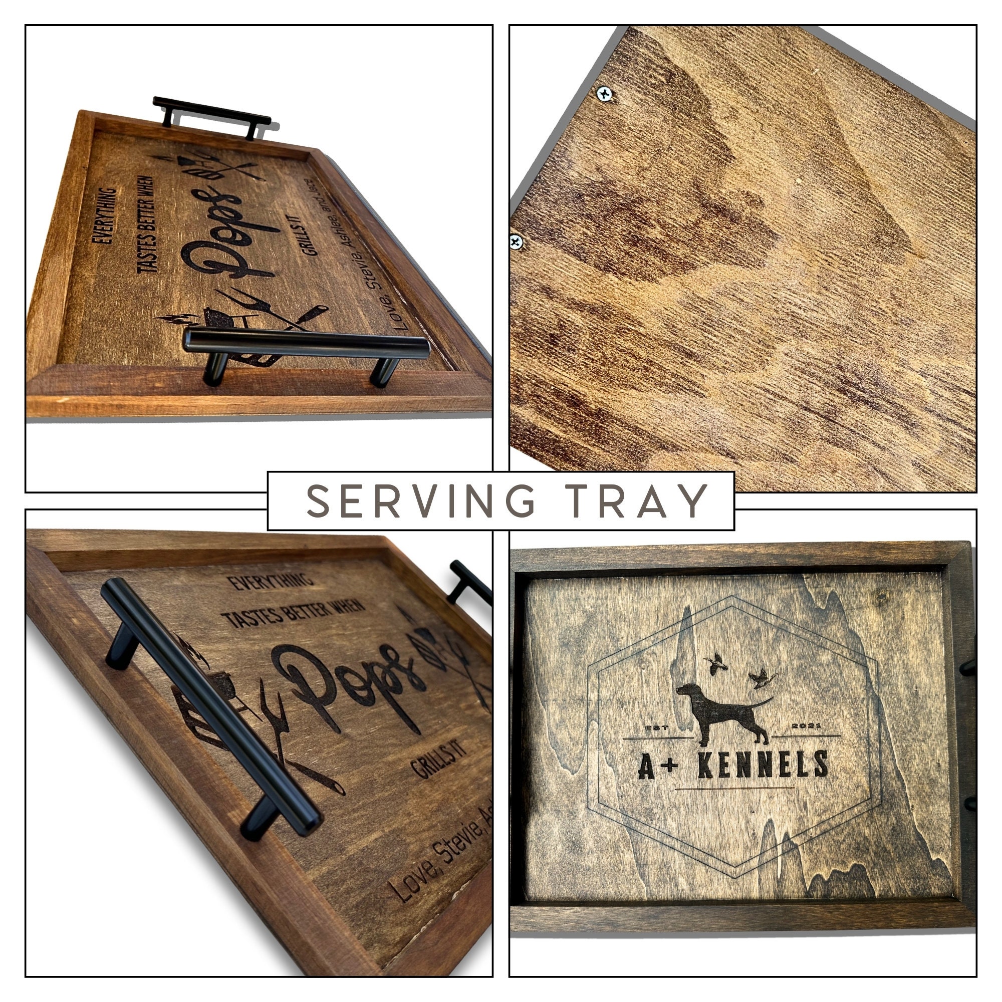 Square Wooden Serving Tray for Any Occasion Personalized Wooden Serving ...