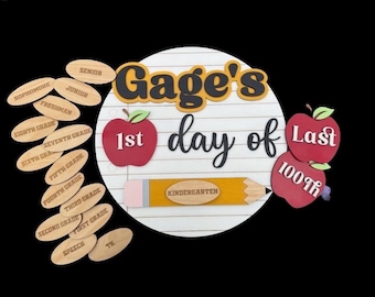 Personalized Interchangeable First & Last Day of School Sign – Custom Name Back-to-School Board with Grade Tags