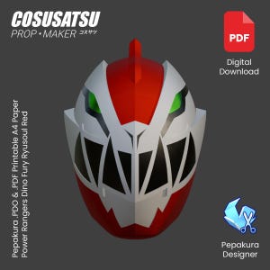 DIY Power Rangers Dino Fury Ryusoulger Ryusoul Red Helmet Cosplay EVA Foam Template