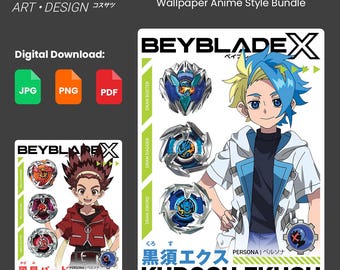 Beyblade X Character Background Wallpaper Anime Style Bundle .JPG .PNG .PDF