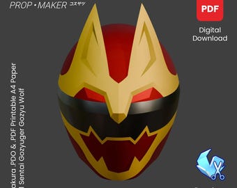 DIY No. 1 Sentai Gozyuger Gozyu Wolf Helmet Cosplay EVA Foam Template