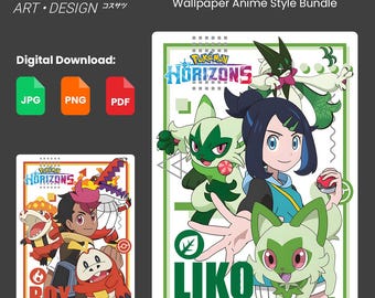 Pokemon Horizons Character Background Wallpaper Anime Style Bundle .JPG .PNG .PDF