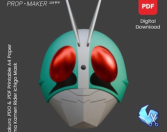 DIY Tojima Kamen Rider Ichigo Mask Cosplay EVA Foam Template