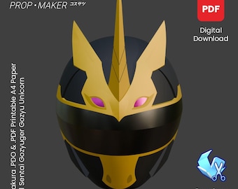 DIY No. 1 Sentai Gozyuger Gozyu Unicorn Helmet Cosplay EVA Foam Template