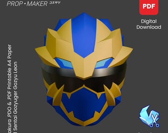 DIY No. 1 Sentai Gozyuger Gozyu Leon Helmet Cosplay EVA Foam Template