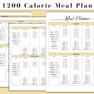 7-Day 1200 Calorie Meal Plan Template PDF | Printable & Digital | High Protein, Weight Loss, Macro Breakdown, Nutrition Plan