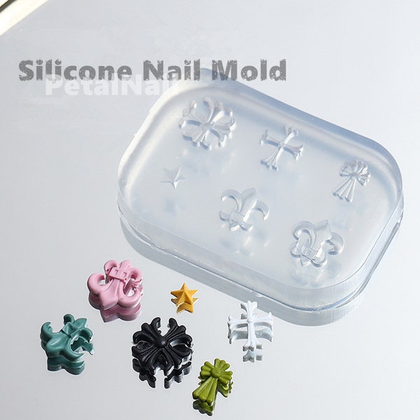 Nail Art Cross Chrome Heart Silicone Mold/3D Nail Carved Template