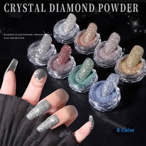 1box Sparkling Diamond Nail Powder Laser Silver Reflective Nail