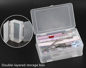 Double-layered storage box for manicure tools/Large-capacity tool box/Nail polish Double-layered storage box