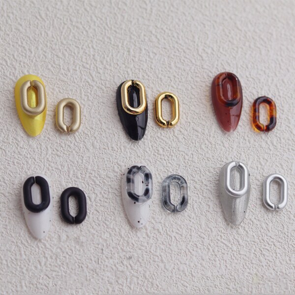 5pcs Vintage Trend Amber Transparent Matte Buckle Ring/Nail Art Decoration/DIY Nail Supply