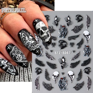 5D Embossed Halloween Dark Demon Eyes Sky Wings Nail Stickers/DIY Nail Stciker Supply