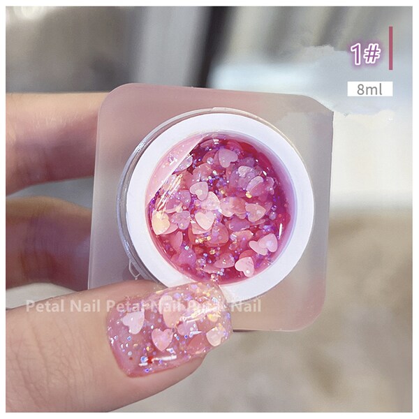 8ml Sequin Nail Polish Gel /Love Flower Super Flash Nail Polish Phototherapy Gel/DIY Nail Supplies