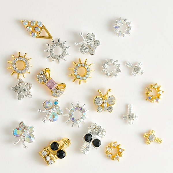3 Pcs Nail Art Jewelry Alloy Diamond/Sun Cross Diamond Jewelry Butterfly Diamond/Nail Sticker Nail Drill/DIY Nail Decoration