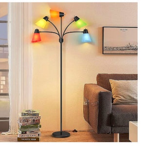 Brightech medusa led floor lamp multi head adjustable tall pole standing reading lamp for living room best sale