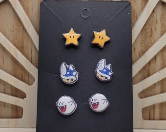 Super Mario Stud Earrings Individual or set of 3 Free Shipping