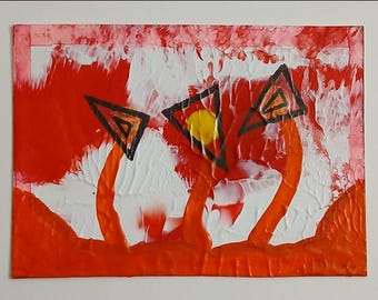 Original abstrakt konst Blandteknik Listad av konstnären ACEO ATC OOAK Litet konstverk Inte ett tryck